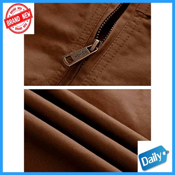 Military Style Canvas Jacket Lightweight Cotton Slim Fit Casual Windbreaker - Picture 6 of 7